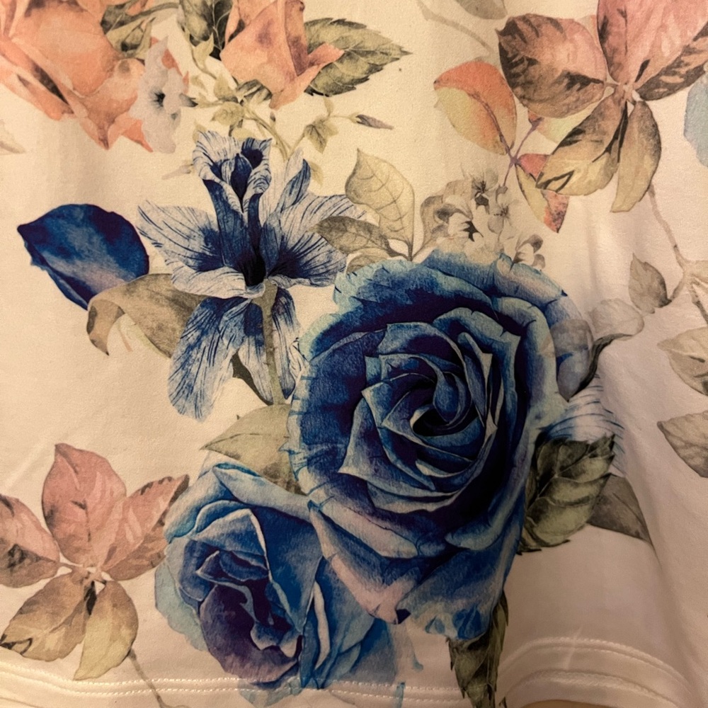 Gaze USA White w/Blue/Pink/Green Floral Print Top - Picture 8 of 10